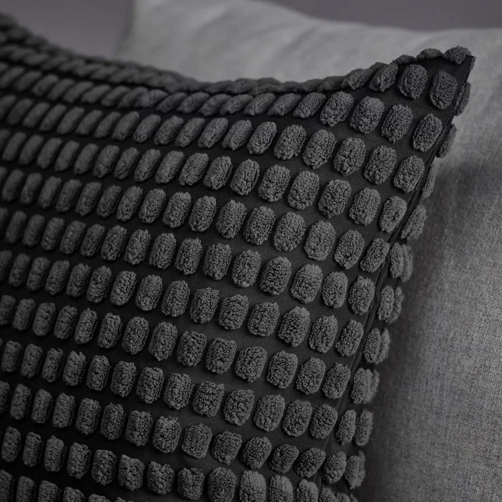 Textured Pom-Pom Square Throw Cushion Cover 20x 20